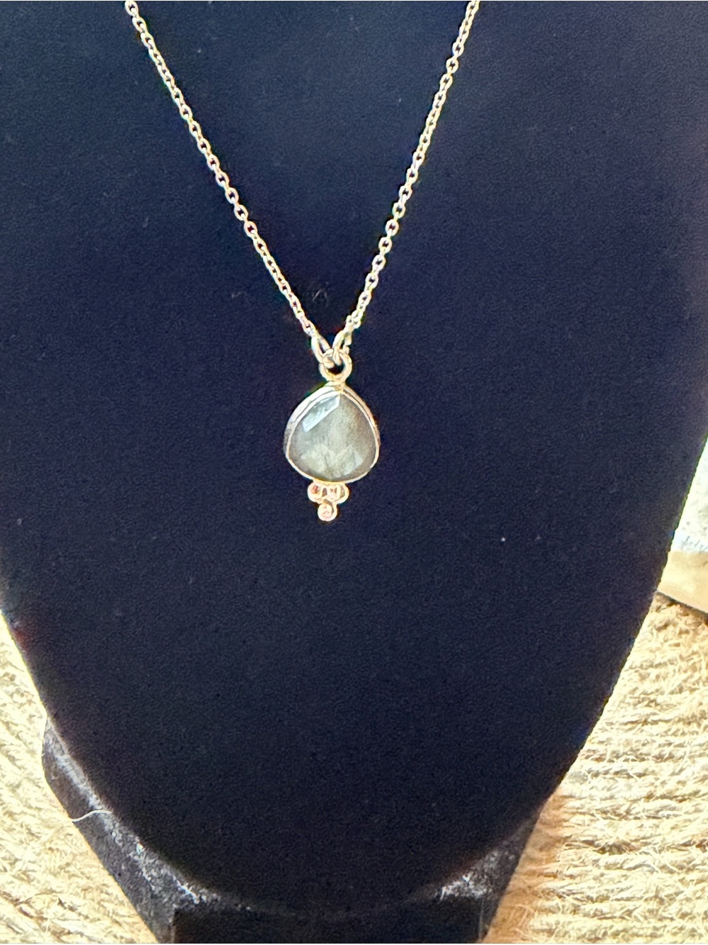 Labradorite Sterling Silver Pendant Necklace 16-18 in adjustable chain